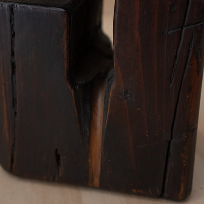 Antique Japanese Sugi Cedar Mingei square form Jizai Kagi Pot Hook