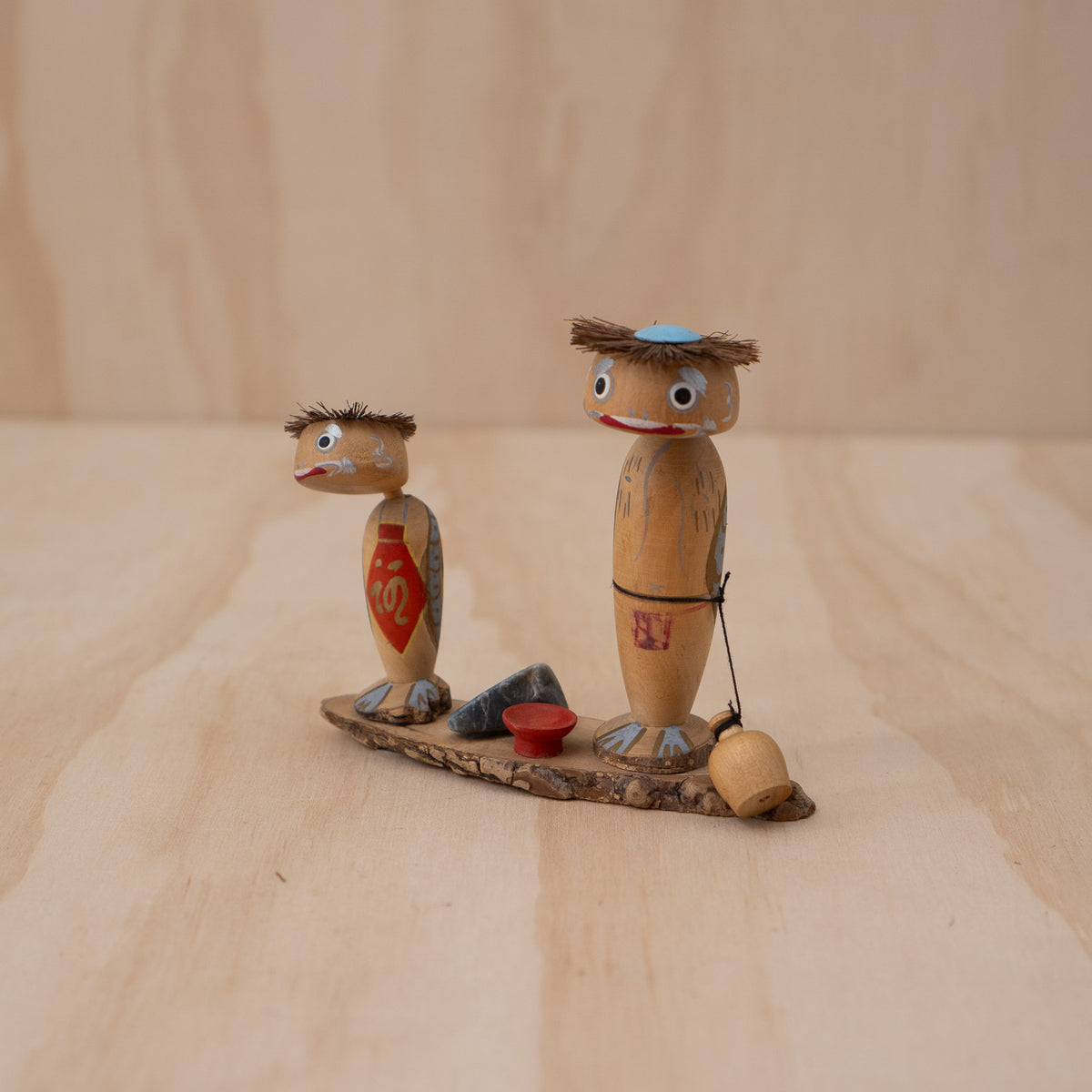 Vintage Japanese Yokai Folk art Souvenir of two Kappa