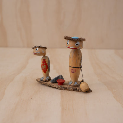Vintage Japanese Yokai Folk art Souvenir of two Kappa