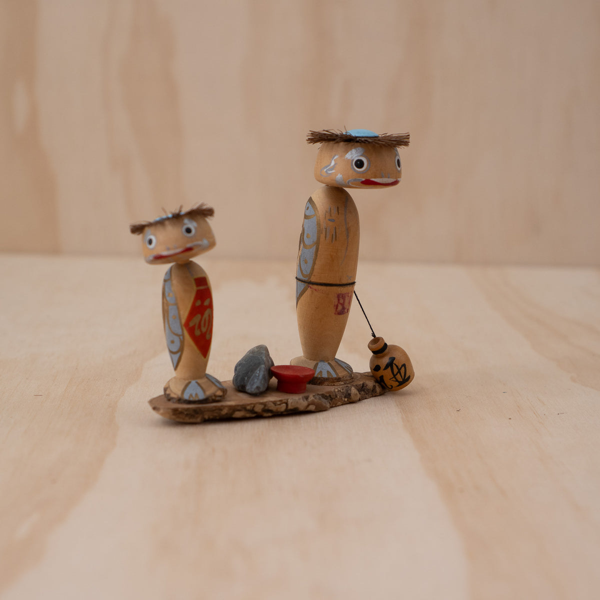 Vintage Japanese Yokai Folk art Souvenir of two Kappa