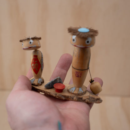 Vintage Japanese Yokai Folk art Souvenir of two Kappa