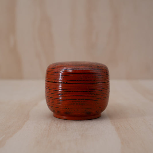 Vintage Japanese Red and Black Lacquered Wooden Tea Container