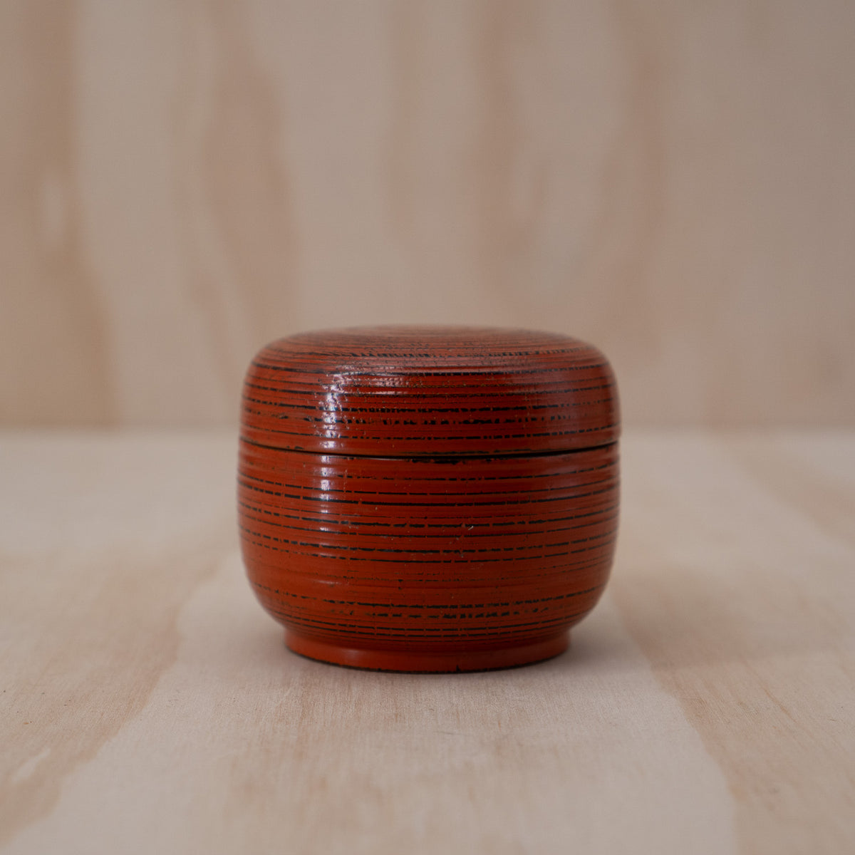 Vintage Japanese Red and Black Lacquered Wooden Tea Container