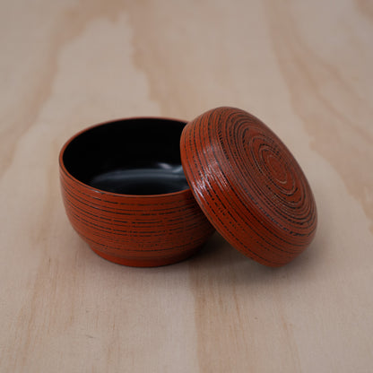 Vintage Japanese Red and Black Lacquered Wooden Tea Container