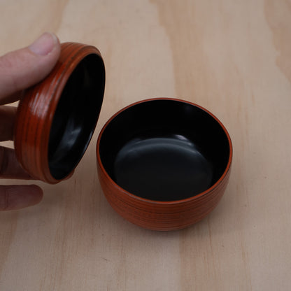 Vintage Japanese Red and Black Lacquered Wooden Tea Container
