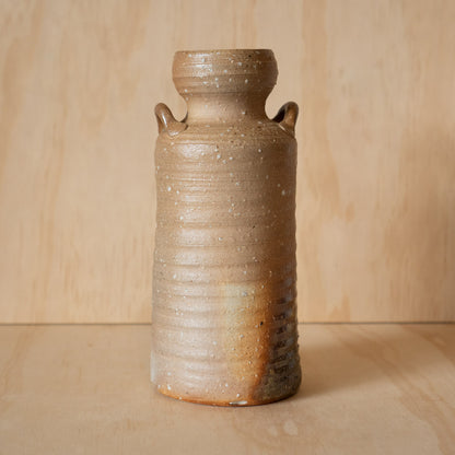 Vintage Japanese Hand made Tall Shigaraki vase with loop handles