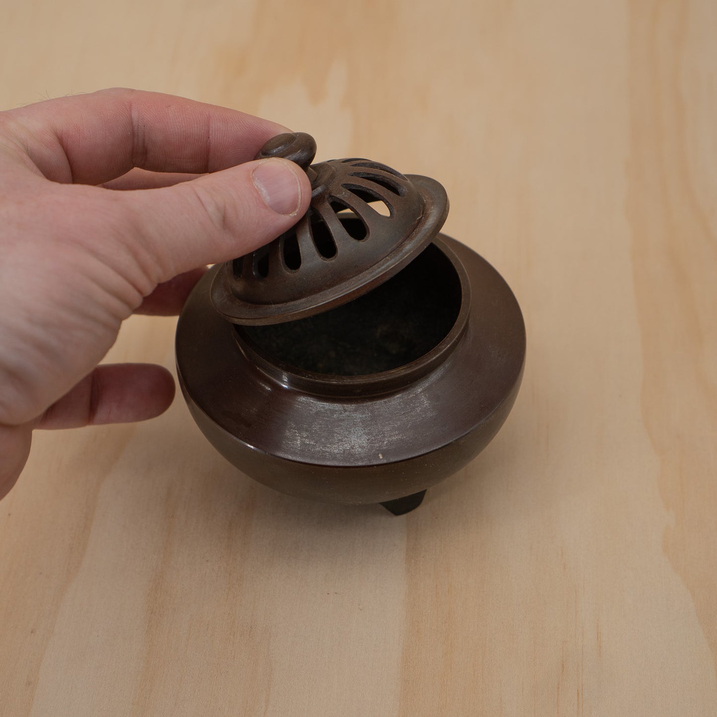 Vintage Japanese Brass Lidded Koro Incense Burner