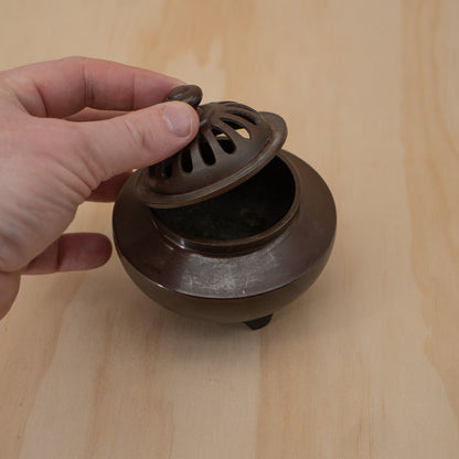 Vintage Japanese Brass Lidded Koro Incense Burner