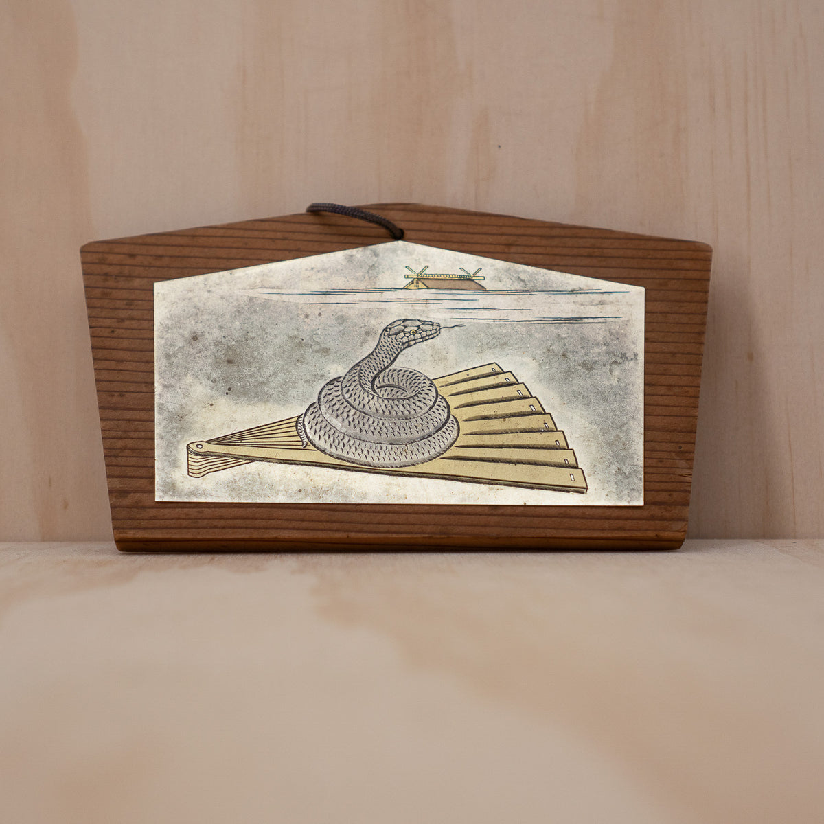 Vintage Japanese Zodiac Animal Ema Shrine plaques with Embossed metal panels