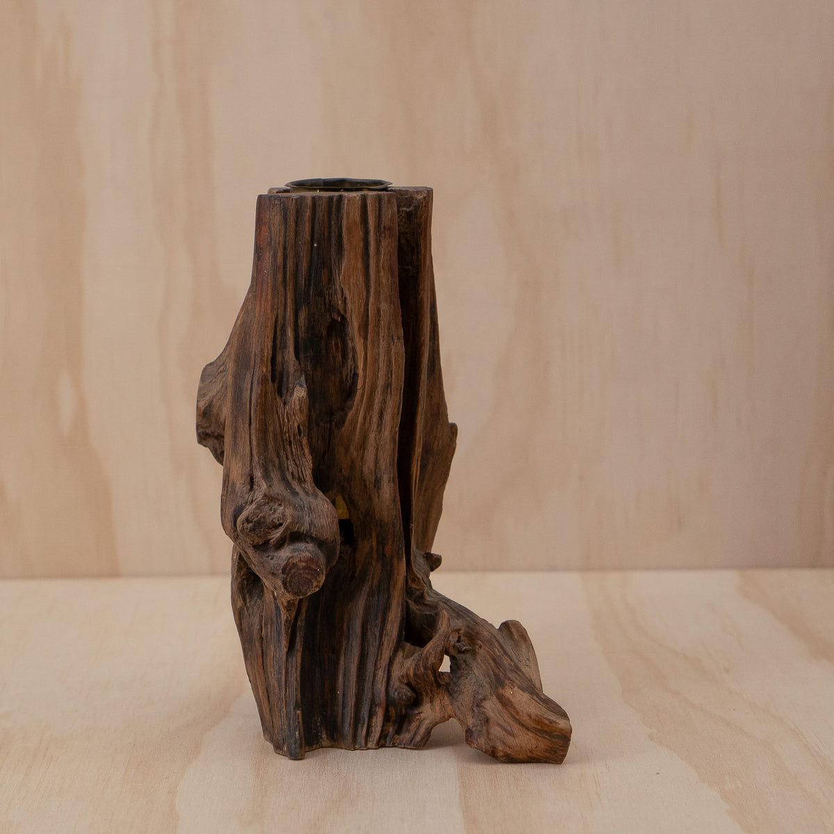 Vintage Japanese Natural Weathered Wood Ikebana vase