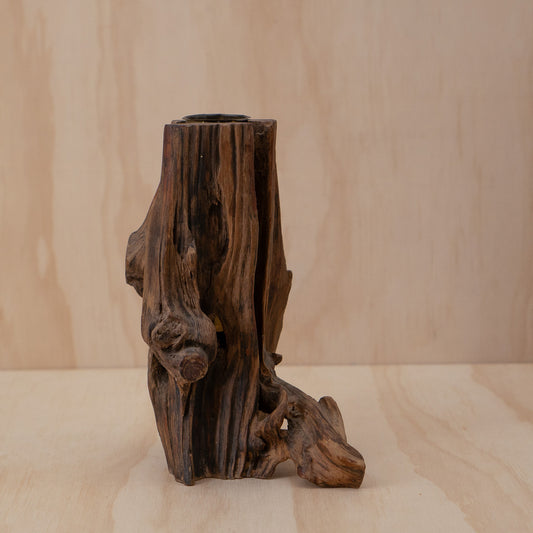 Vintage Japanese Natural Weathered Wood Ikebana vase