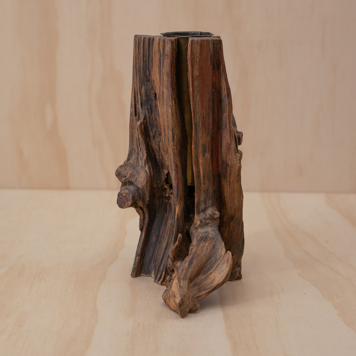 Vintage Japanese Natural Weathered Wood Ikebana vase
