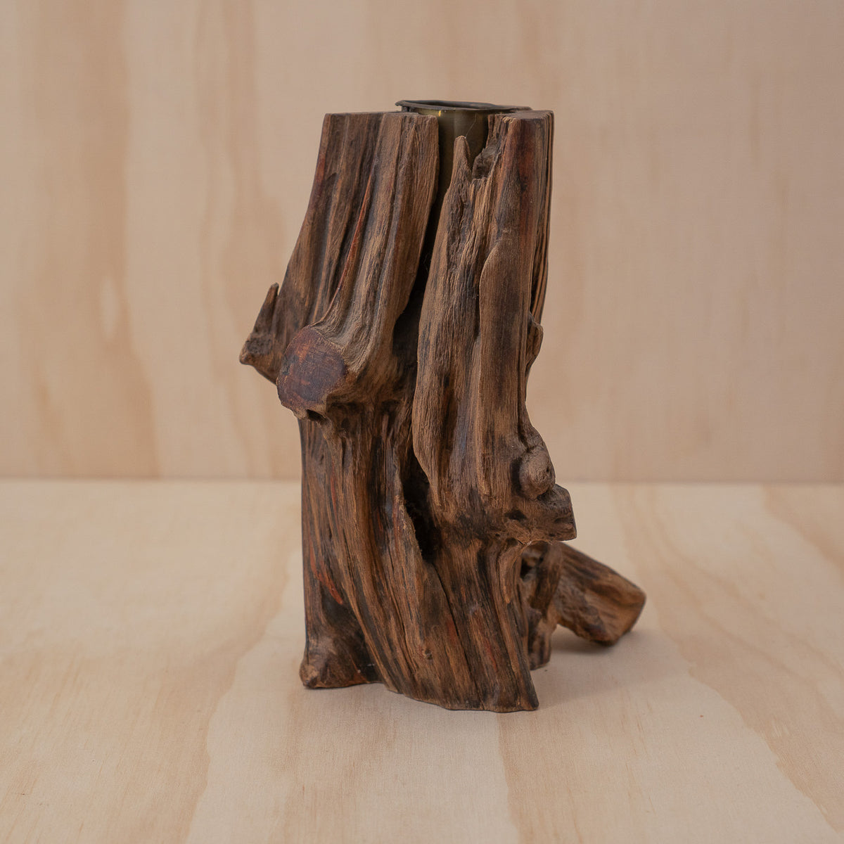 Vintage Japanese Natural Weathered Wood Ikebana vase