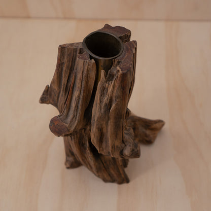 Vintage Japanese Natural Weathered Wood Ikebana vase