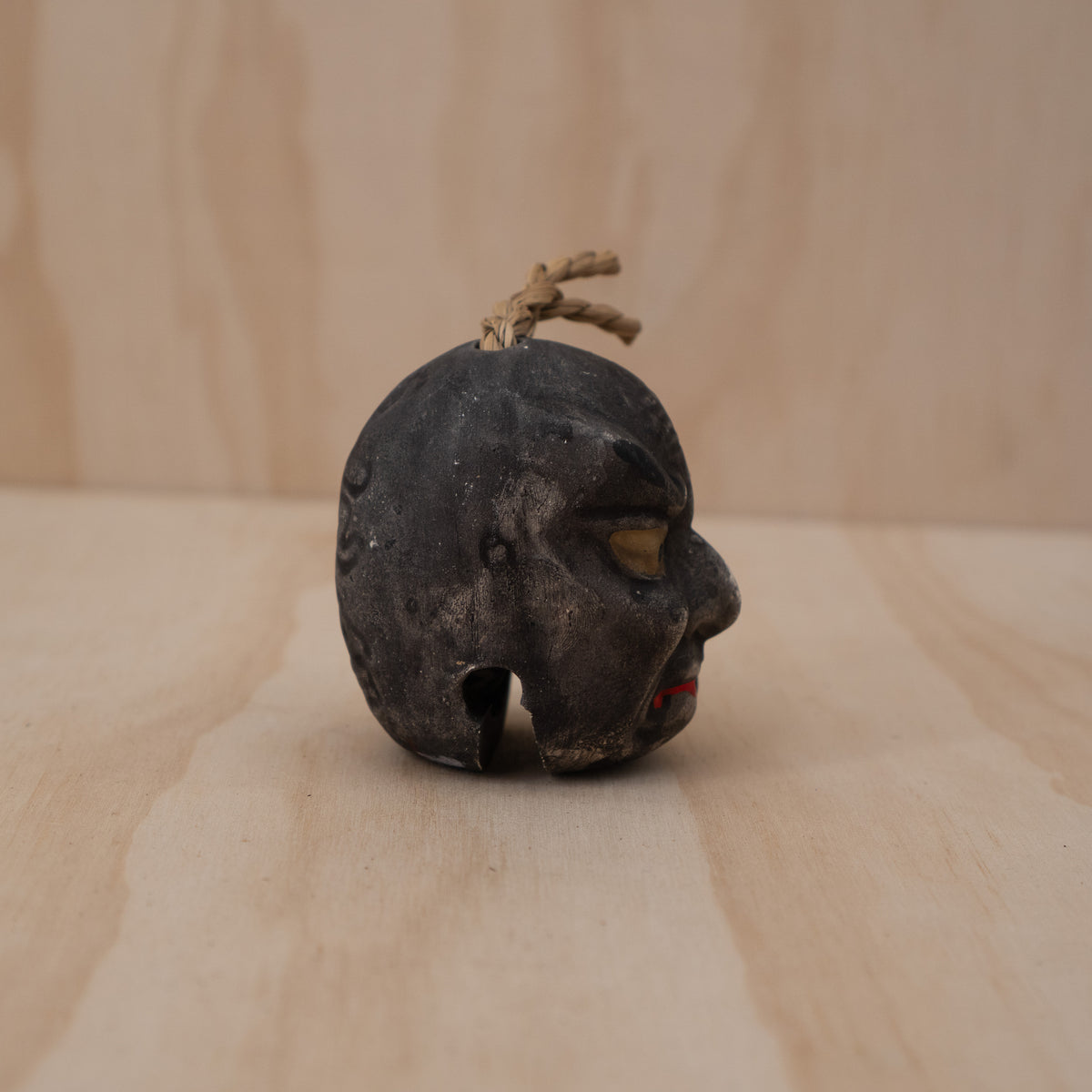 Vintage Japanese Clay Dorei Nio Guardian head Bell
