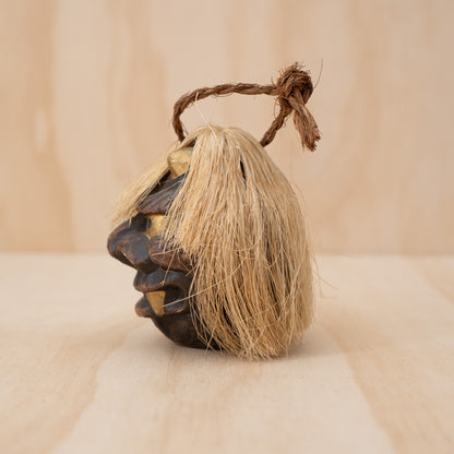 Vintage Japanese Clay Dorei Oni Demon Bell with Hair