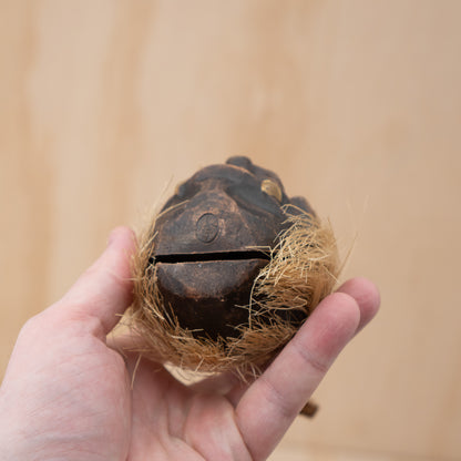 Vintage Japanese Clay Dorei Oni Demon Bell with Hair