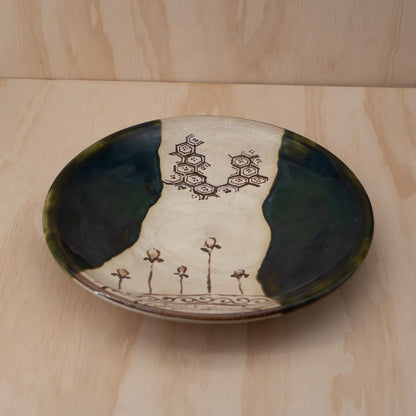 Vintage Japanese Large Oribe Shaku-Zara Serving plate