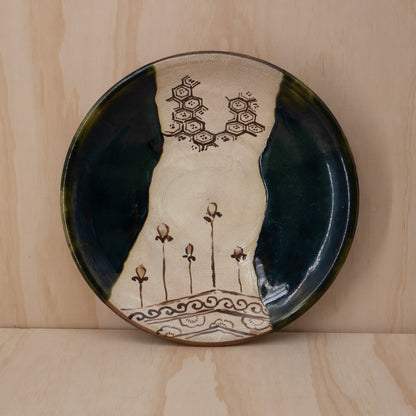 Vintage Japanese Large Oribe Shaku-Zara Serving plate