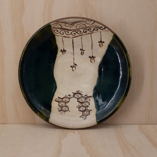 Vintage Japanese Large Oribe Shaku-Zara Serving plate