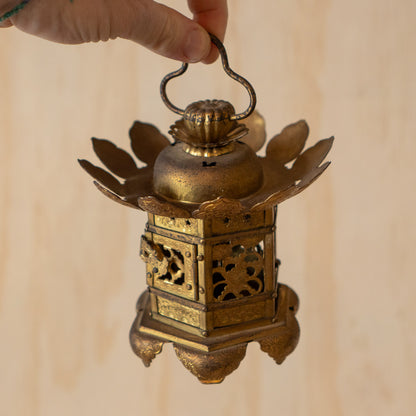Vintage Japanese Gilt Brass Shrine Lanterns - pair