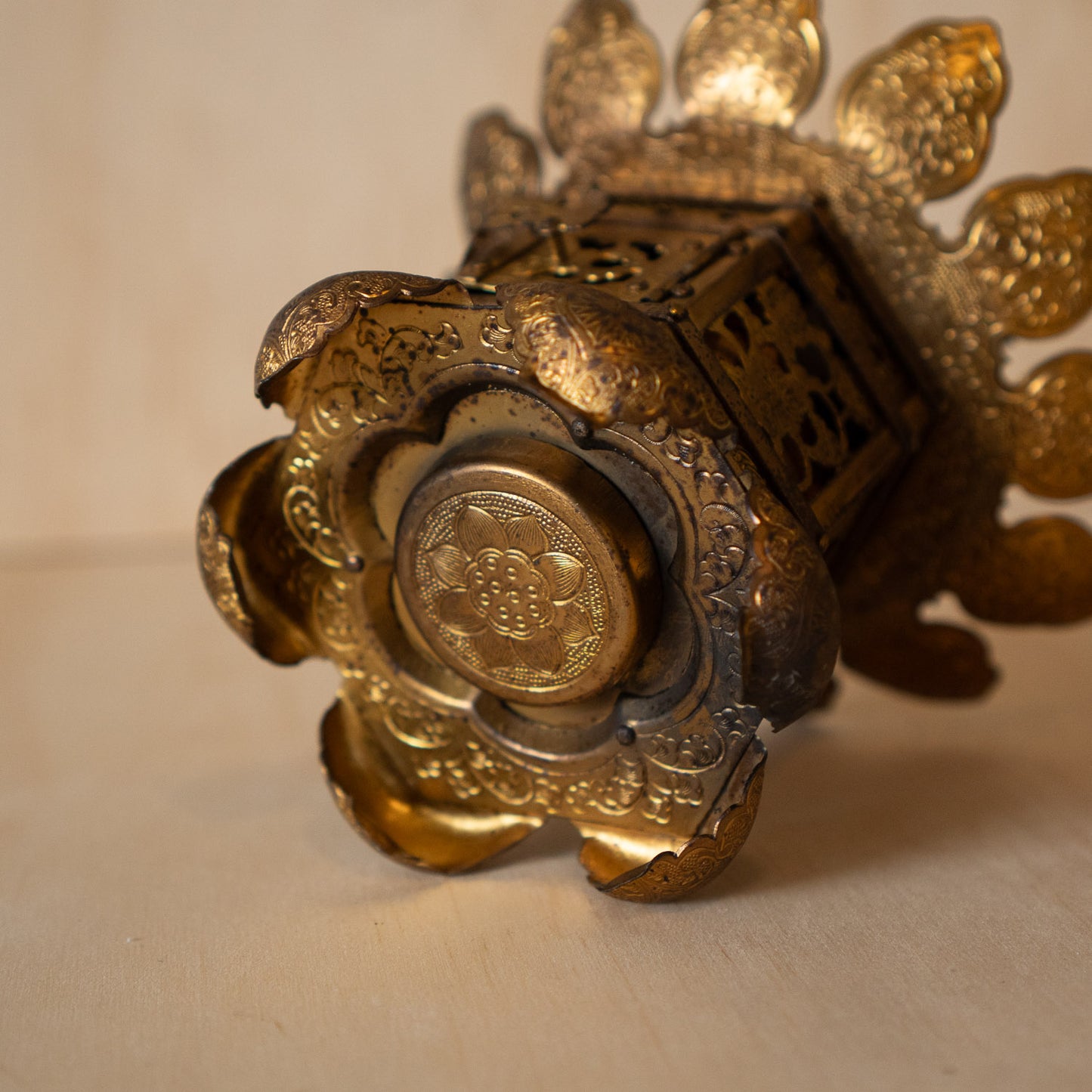 Vintage Japanese Gilt Brass Shrine Lanterns - pair
