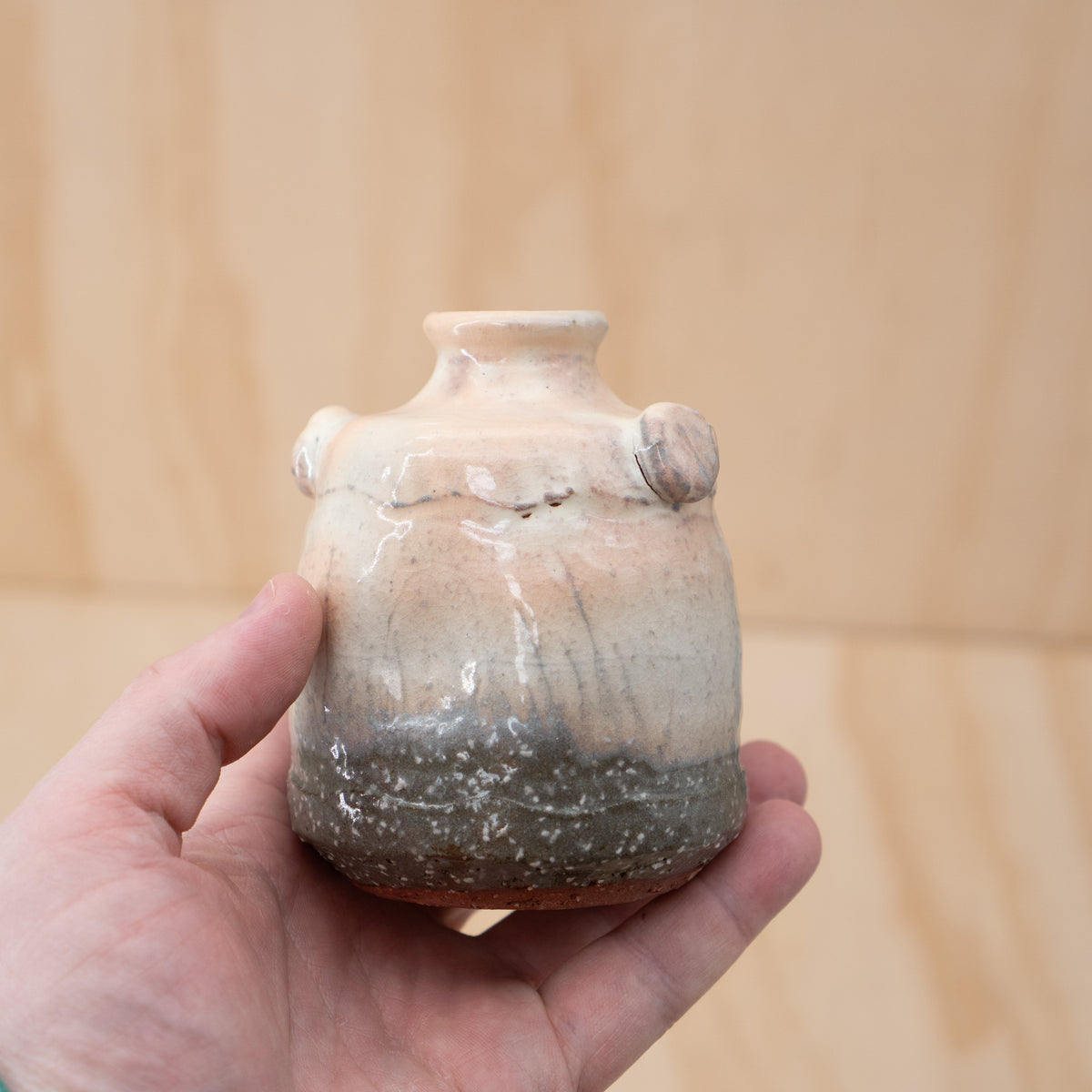 Vintage Japanese Pink and White Hanaire vase
