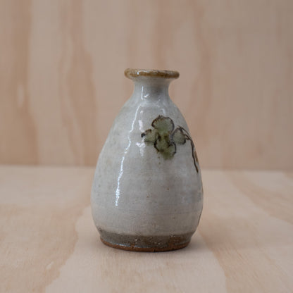 Vintage Japanese Ceramic Sake Bottle Tokkuri - hand painted flower design
