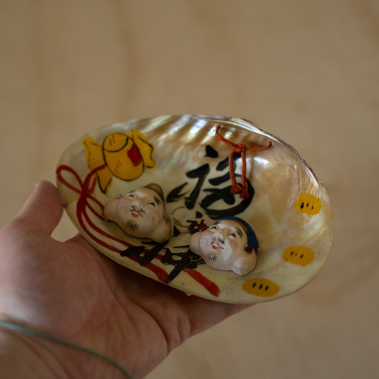 Vintage Japanese Showa Period Good Luck Shell Charm