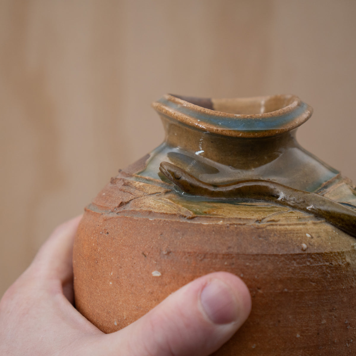 Vintage Japanese Shigaraki Ceramic snake vase