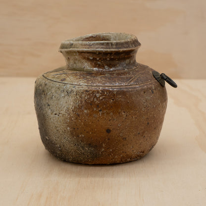 Vintage Japanese Ceramic Wabi Sabi Shigaraki Wall Vase