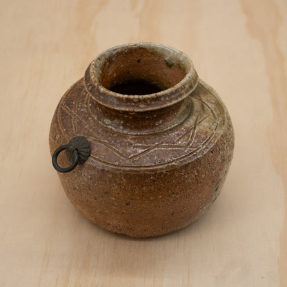 Vintage Japanese Ceramic Wabi Sabi Shigaraki Wall Vase