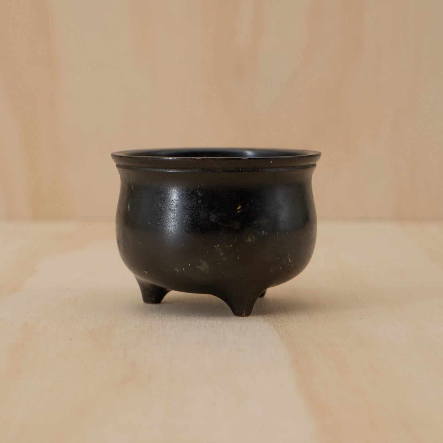 Antique Japanese small squat form bronze koro incense burner