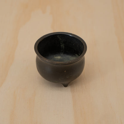 Antique Japanese small squat form bronze koro incense burner