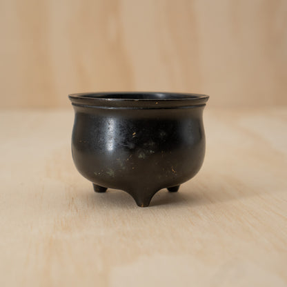 Antique Japanese small squat form bronze koro incense burner