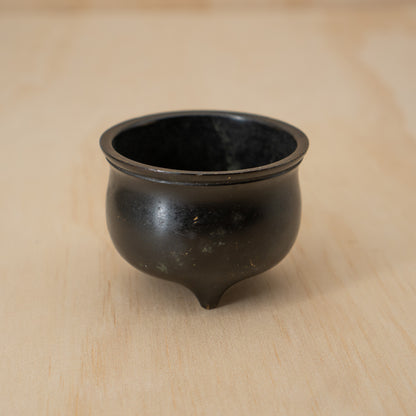Antique Japanese small squat form bronze koro incense burner