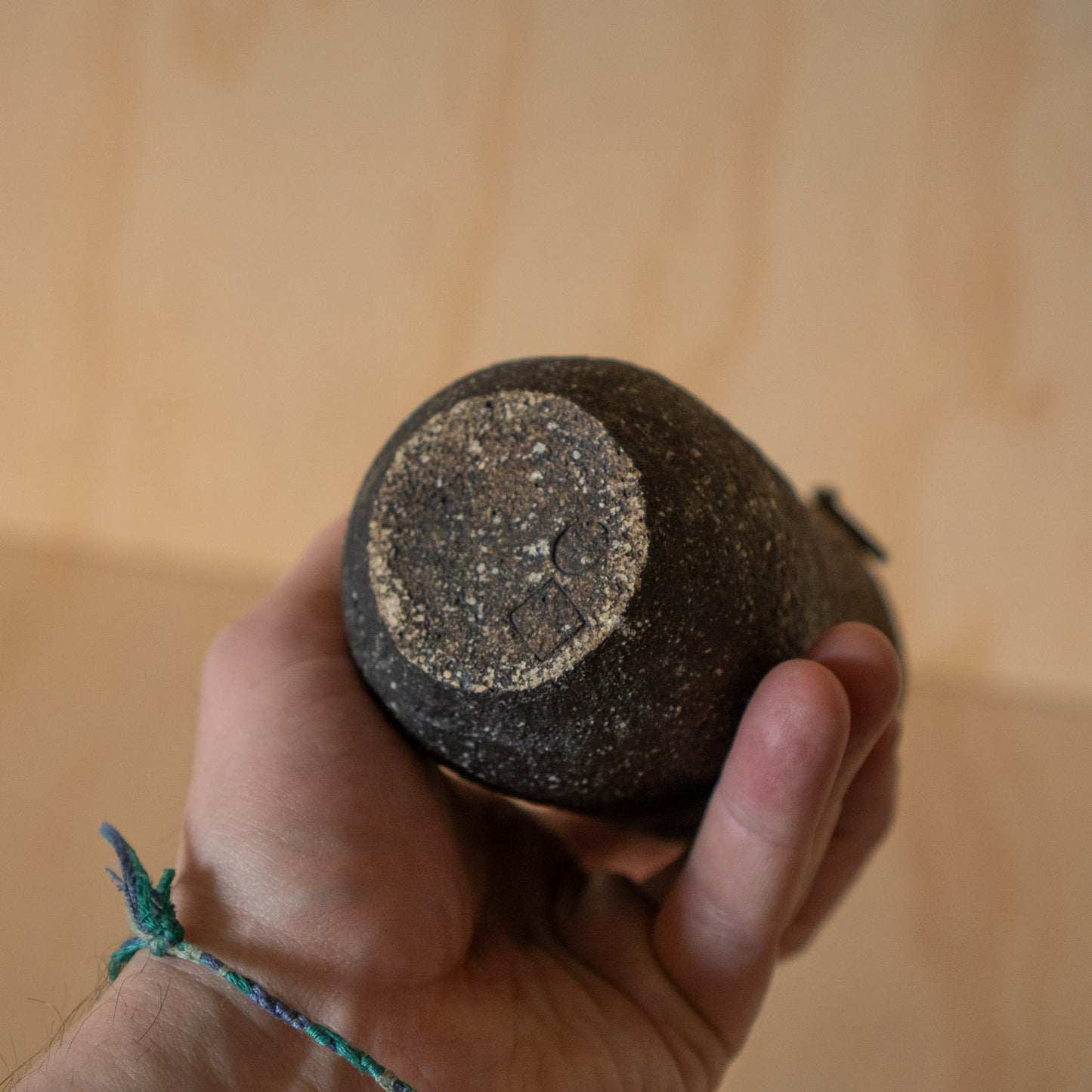 Vintage Japanese Ceramic Stone Textured Wall Vase