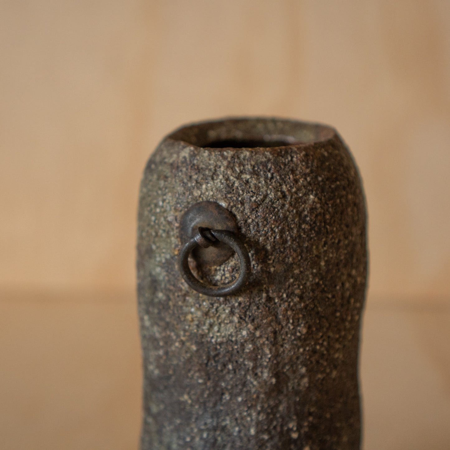 Vintage Japanese Ceramic Stone Textured Wall Vase
