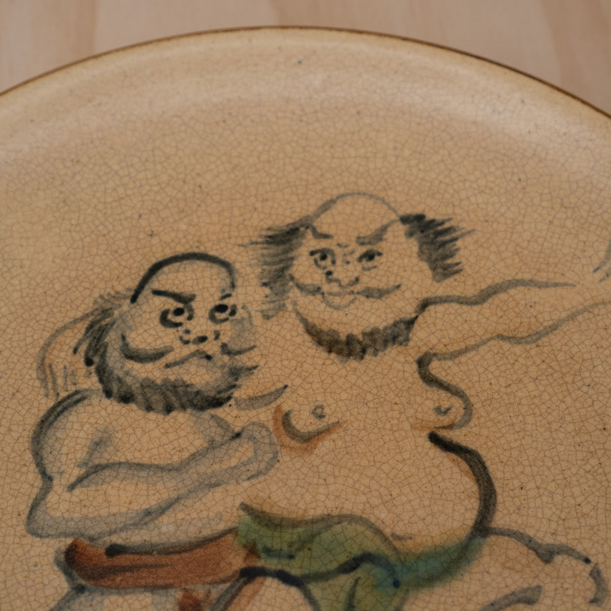 Vintage Japanese Showa Period Hand Painted Sumo Shaku-Zara Serving plate