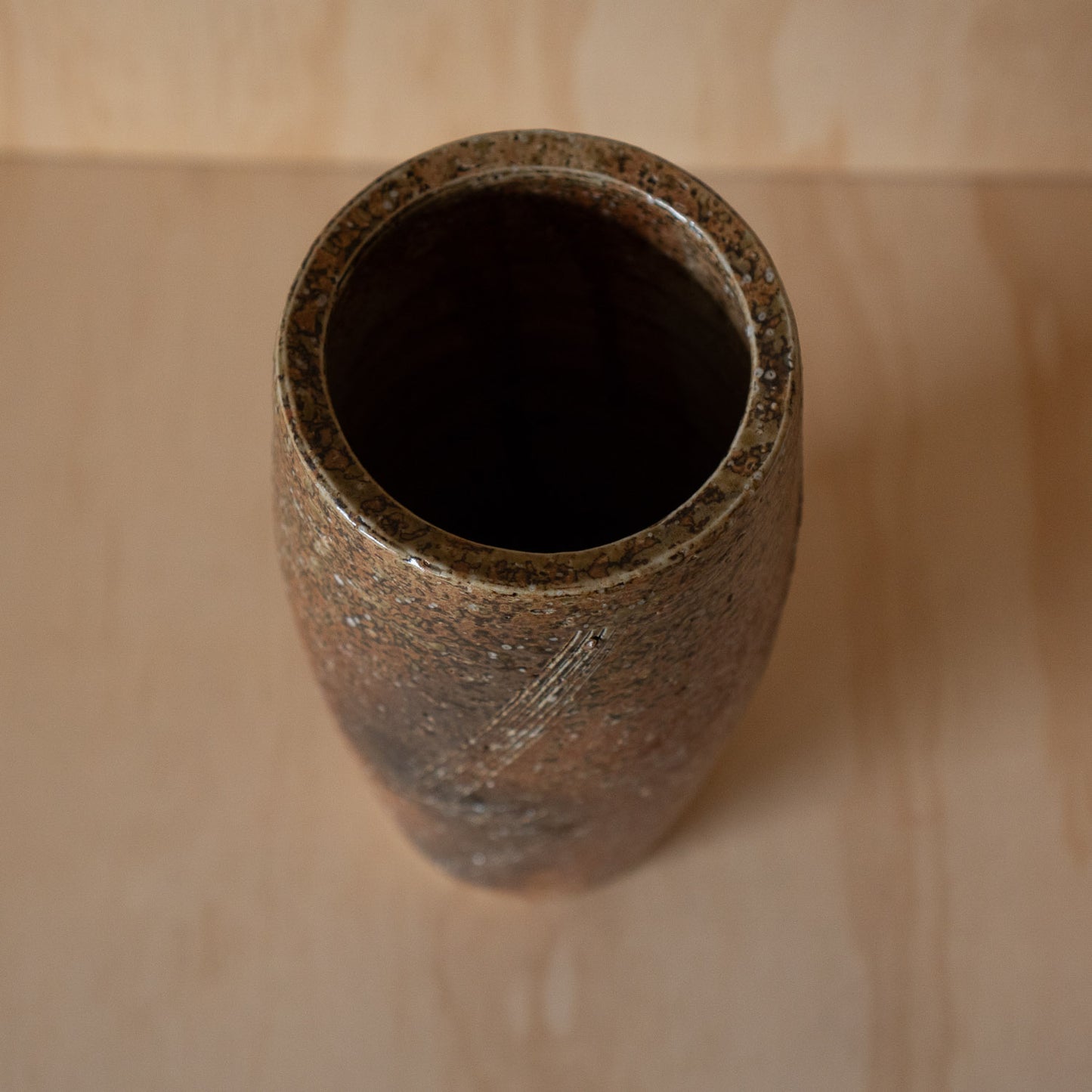 Vintage Japanese Tall Shigaraki vase with Comb pattern