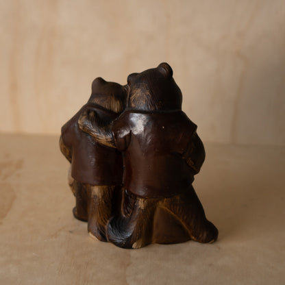 Vintage Japanese Ceramic Tanuki Couple Statue