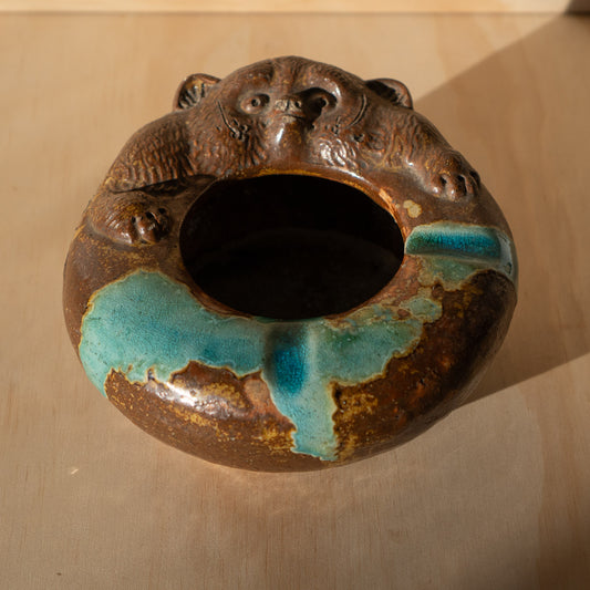 Vintage Japanese Shigaraki Tanuki Ashtray/Incense Burner