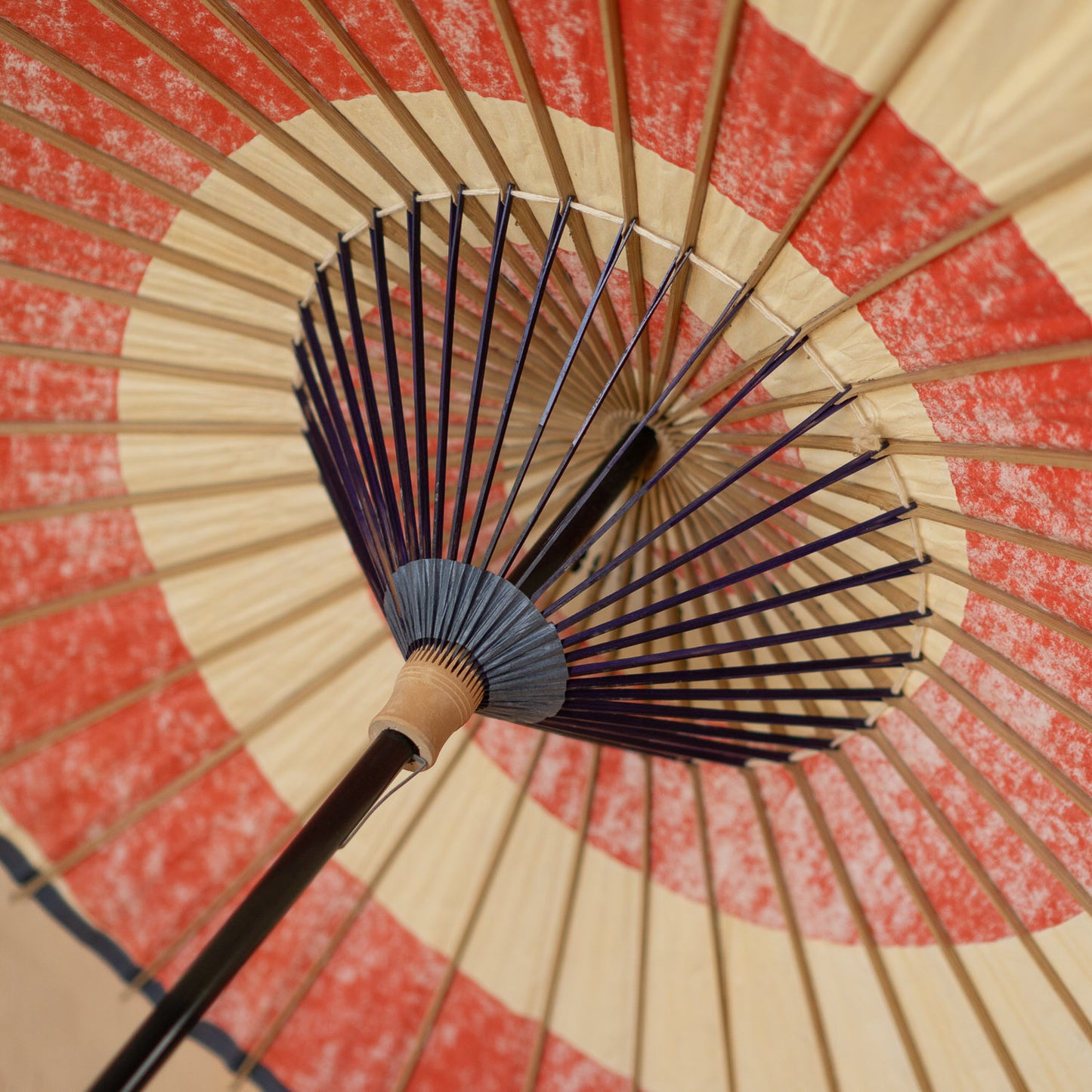 Vintage Japanese Traditional Wagasa Umbrella - Red Swirl
