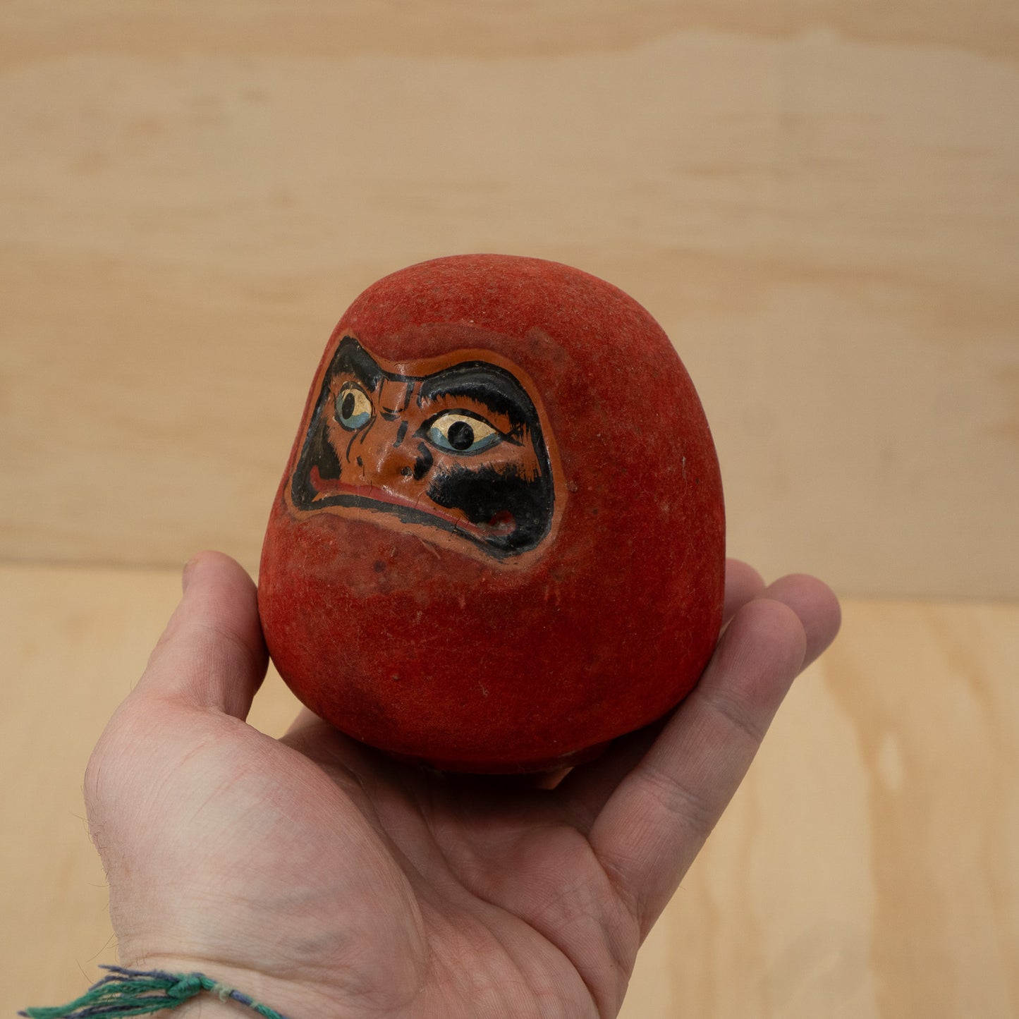 Vintage Japanese Showa Retro Velvet Daruma Money box