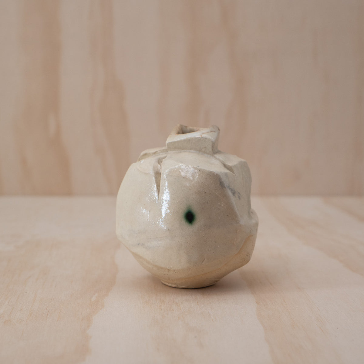 Vintage Japanese Ceramic White Kurinuki Vase
