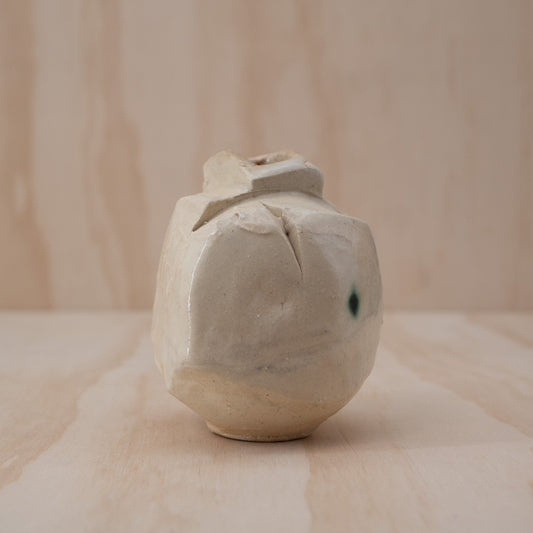Vintage Japanese Ceramic White Kurinuki Vase