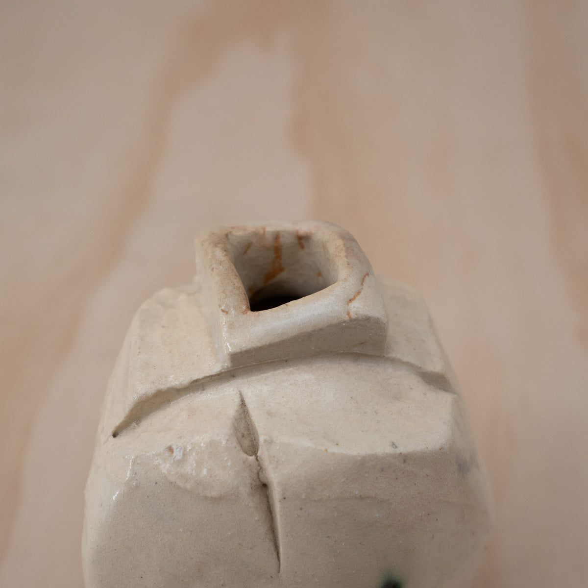 Vintage Japanese Ceramic White Kurinuki Vase