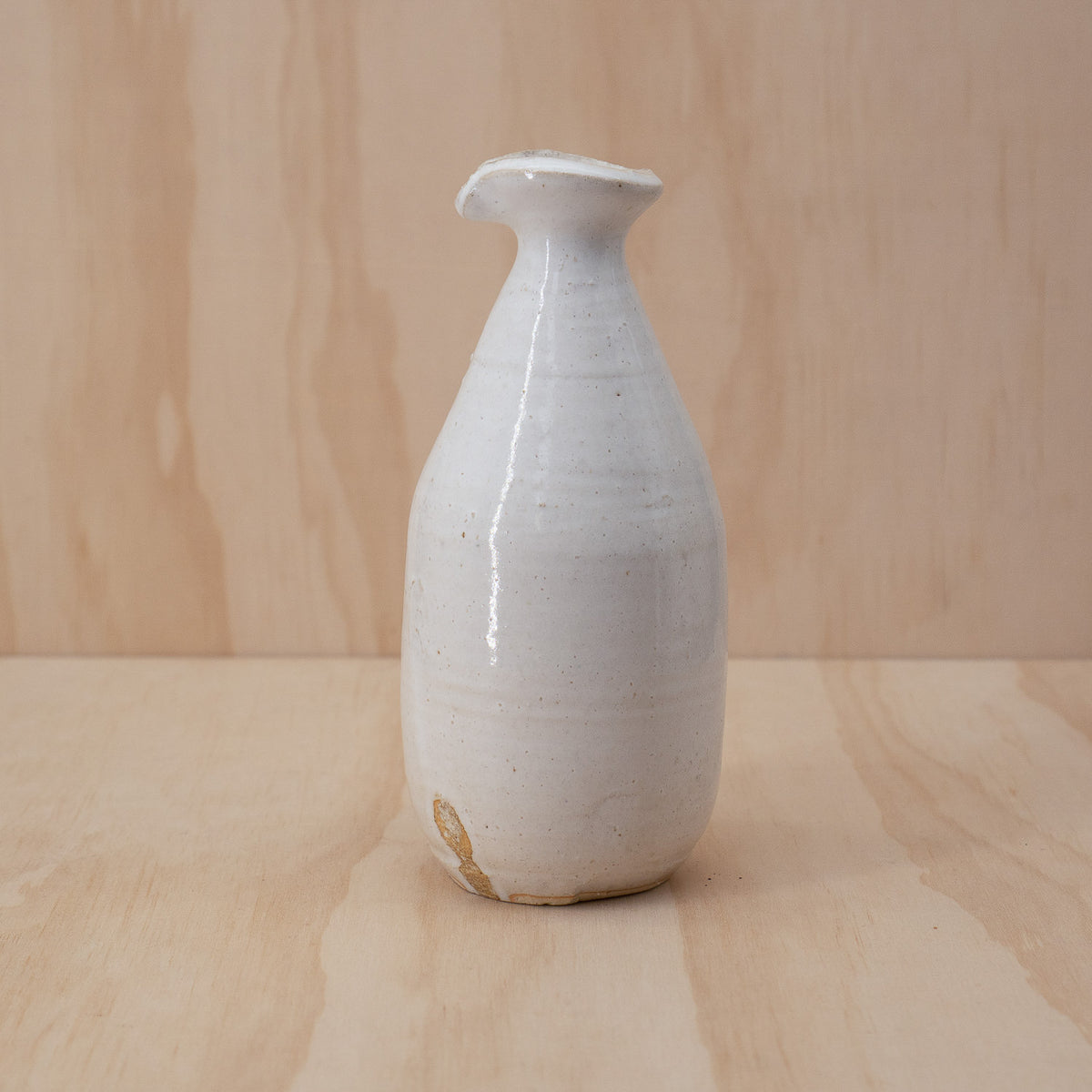 Vintage Japanese Ceramic White Glazed Sake Bottle