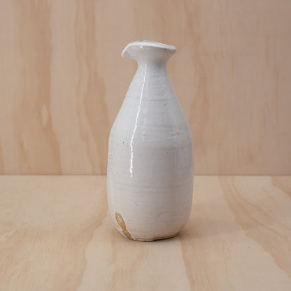 Vintage Japanese Ceramic White Glazed Sake Bottle