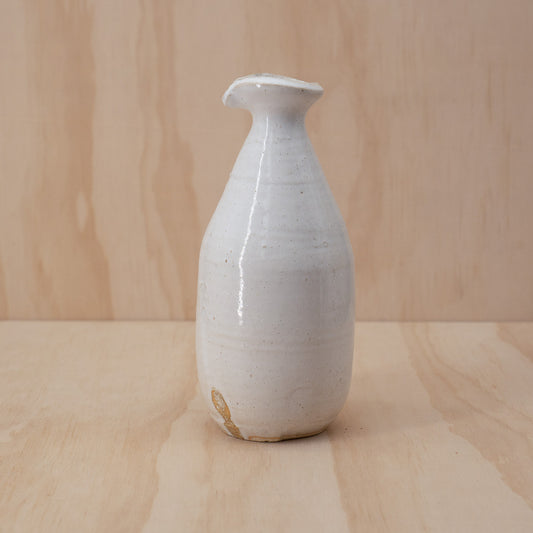 Vintage Japanese Ceramic White Glazed Sake Bottle